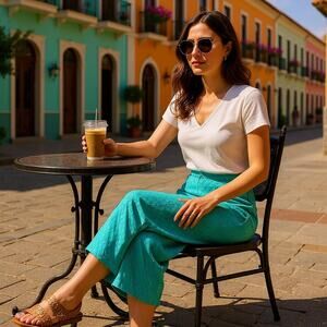 MARGARET M Bobbie Jacquard Capri Pants Green Stitch Fix Office Womens Large